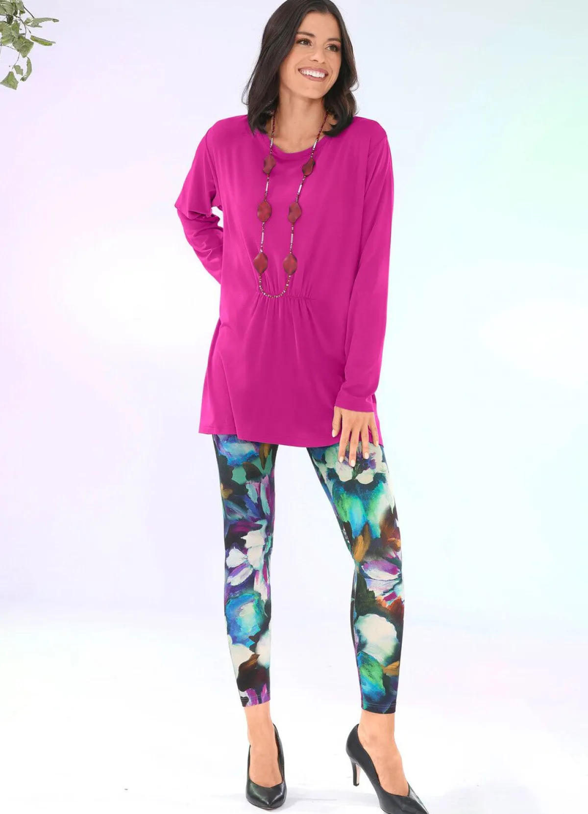 Damen BADER Longshirt mit Raffung in 3 Farben