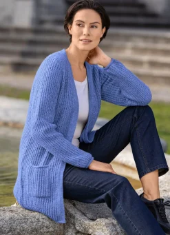Damen BADER Long-Strickjacke in Perlfang