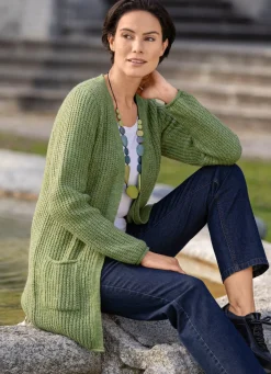 Damen BADER Long-Strickjacke in Perlfang