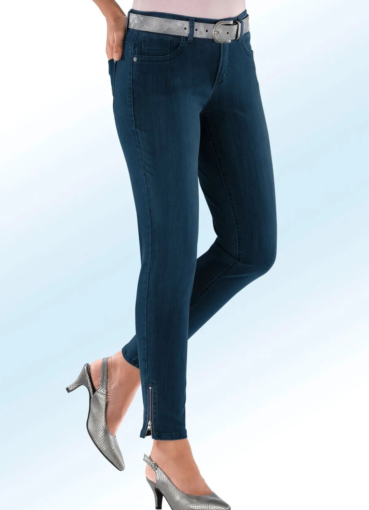 Damen ASCARI Magic-Jeans mit modischen Reißverschlüssen an den Beinabschlüssen