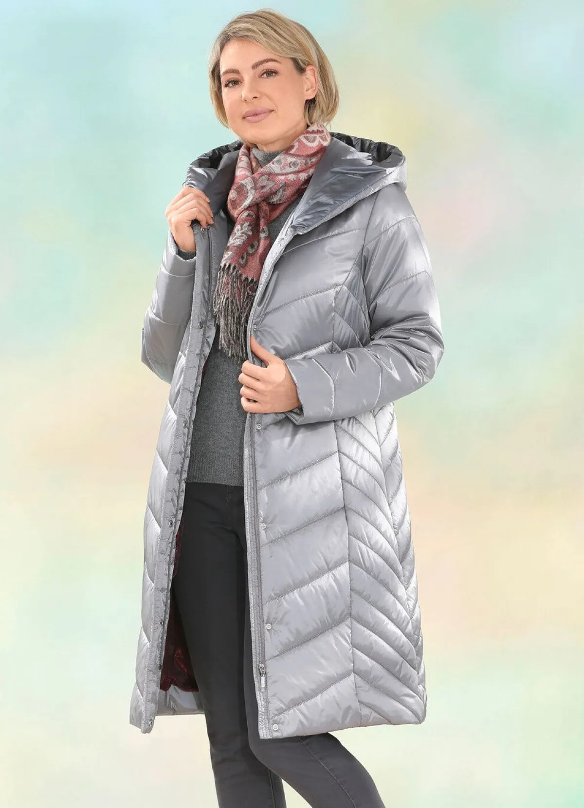 Damen BADER Mantel mit angeschnittener Kapuze