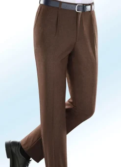 Herren KLAUS MODELLE MADE IN GERMANY Melierte Hose in 4 Farben mit Bundfalten