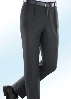 Herren KLAUS MODELLE MADE IN GERMANY Melierte Hose in 4 Farben mit Bundfalten