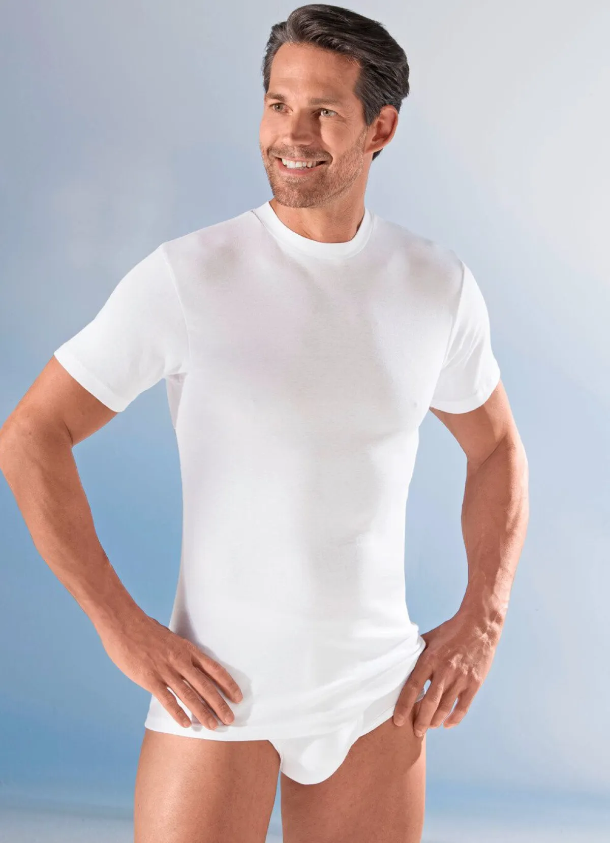 Herren MEY NOBLESSE Zweierpack Shirts aus Feinripp, weiß