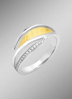 Damen BADER Moderner Damenring in Bicolor mit Zirkonia