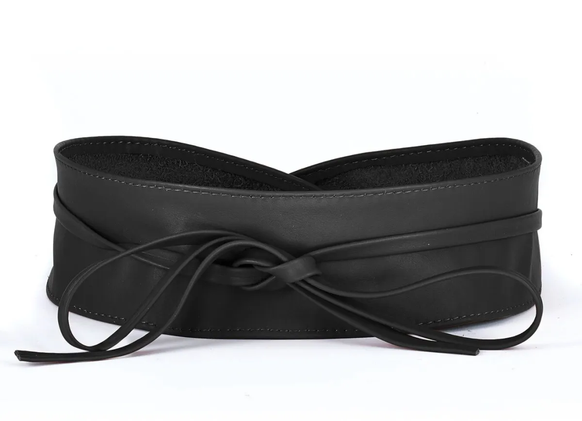 Damen BADER Modischer Leder-Bindegürtel, 8 cm breit
