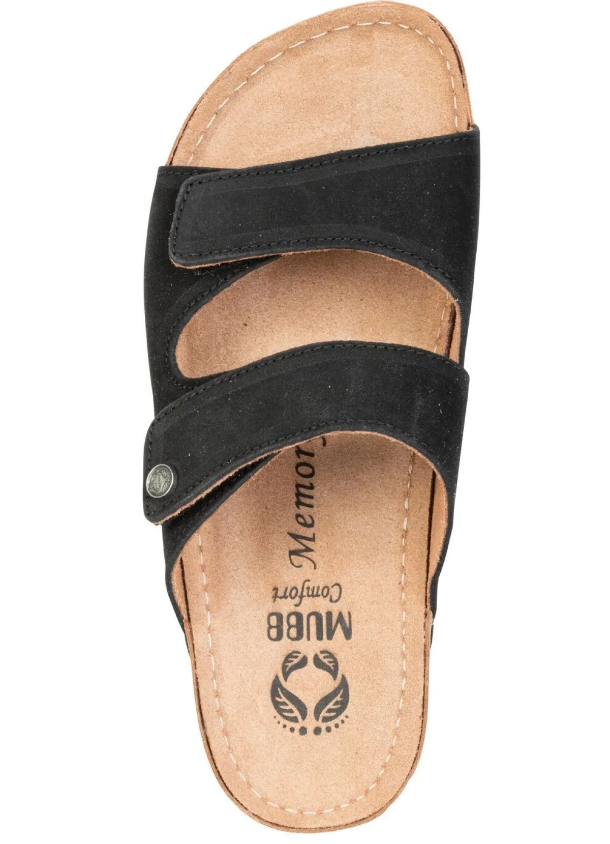 Damen MUBB , bequeme Damen-Pantoletten, Weite H, mit Klettverschluss
