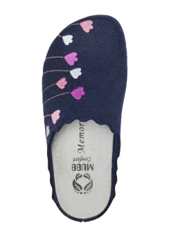 Damen MUBB , klassische Damen-Hausschuhe, Weite H, mit Blumen-Stickerei