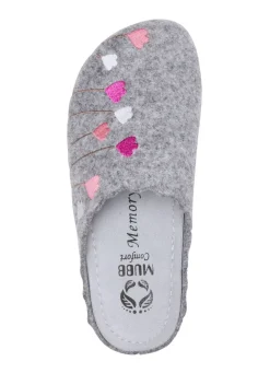 Damen MUBB , klassische Damen-Hausschuhe, Weite H, mit Blumen-Stickerei