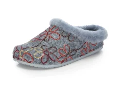 Damen MUBB Wollfilz-Pantoffel mit bunter Blüten-Stickerei