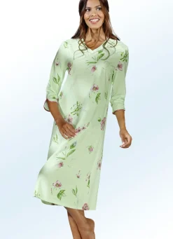 Damen BADER Nachthemd mit V-Ausschnittblende und Satin