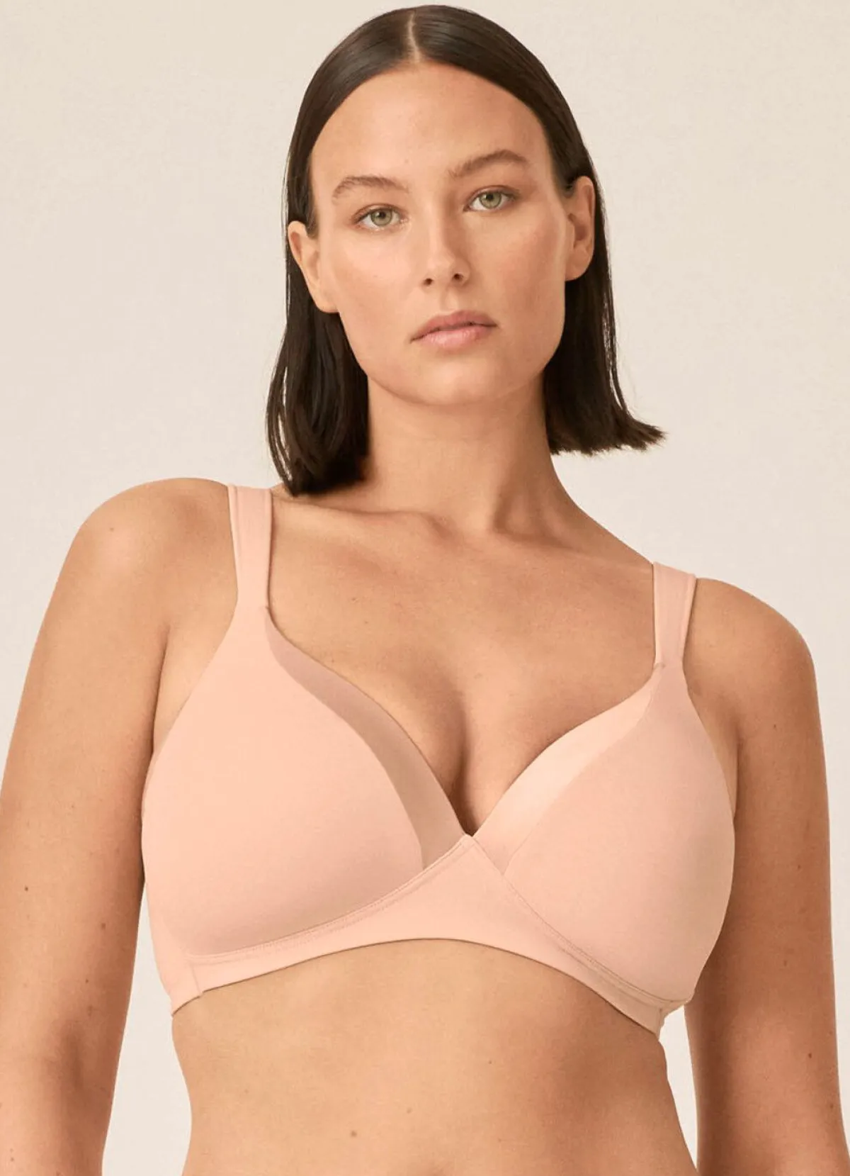 Damen BADER Naturana BH mit Satinblende am Dekolleté