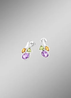 Damen BADER Ohrstecker mit echt Amethyst, echt Citrin und echt Peridot