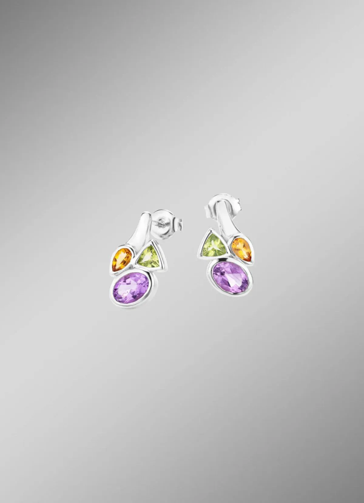 Damen BADER Ohrstecker mit echt Amethyst, echt Citrin und echt Peridot