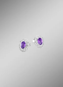 Damen BADER Ohrstecker mit echt Amethyst und synth. Zirkonia