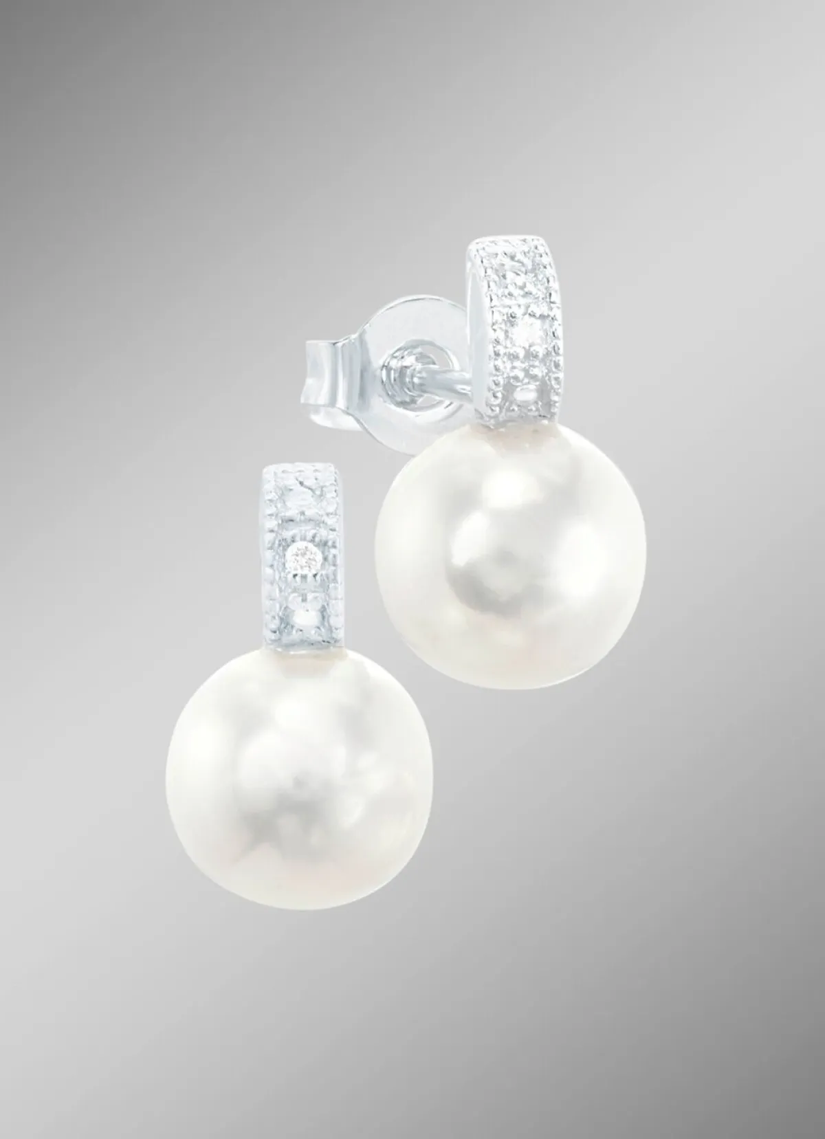 Damen BADER Ohrstecker mit Süßwasser-Zuchtperle und Brillanten