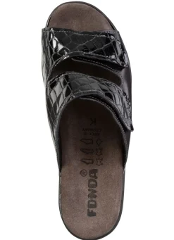 Damen BADER Pantolette aus Nappaleder und krokogeprägtem Lackleder