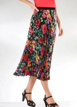 Damen KLAUS MODELLE MADE IN GERMANY Plissee-Rock mit floraler Dessinierung