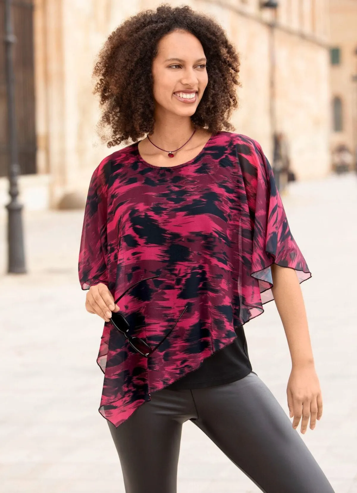 Damen BADER Poncho-Tunika mit eingearbeitetem Top