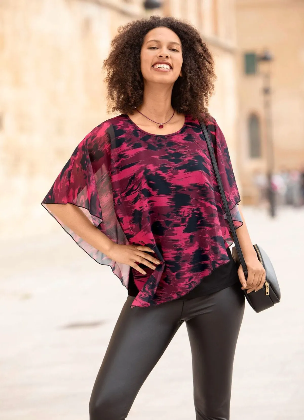 Damen BADER Poncho-Tunika mit eingearbeitetem Top