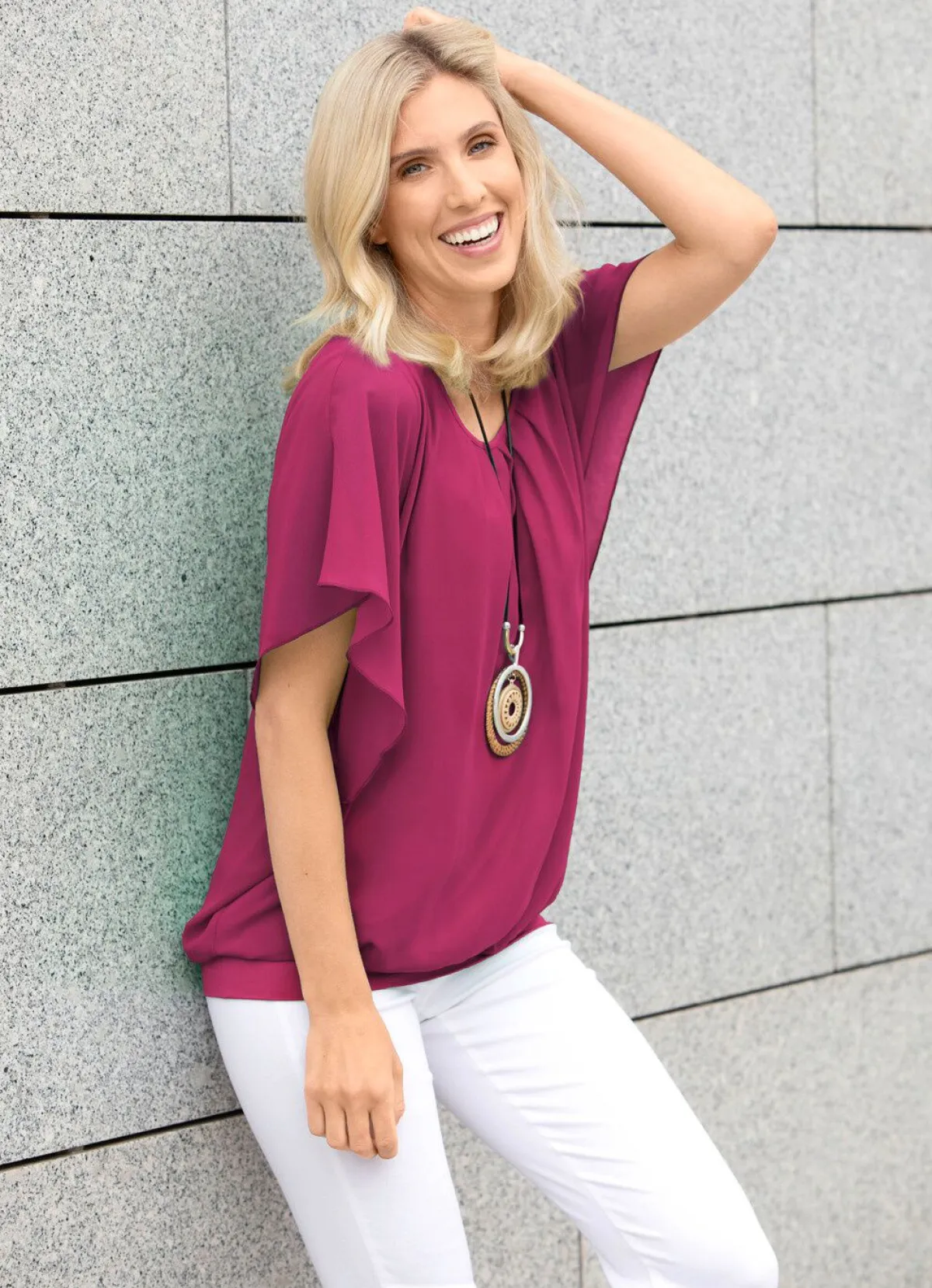 Damen BADER Poncho-Tunika mit eingearbeitetem Top