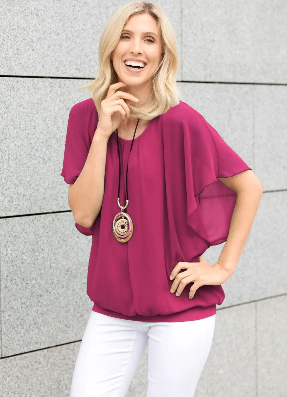 Damen BADER Poncho-Tunika mit eingearbeitetem Top