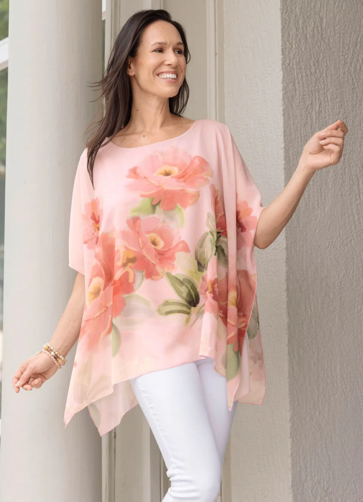 Damen BADER Poncho-Tunika mit eingearbeitetem Top