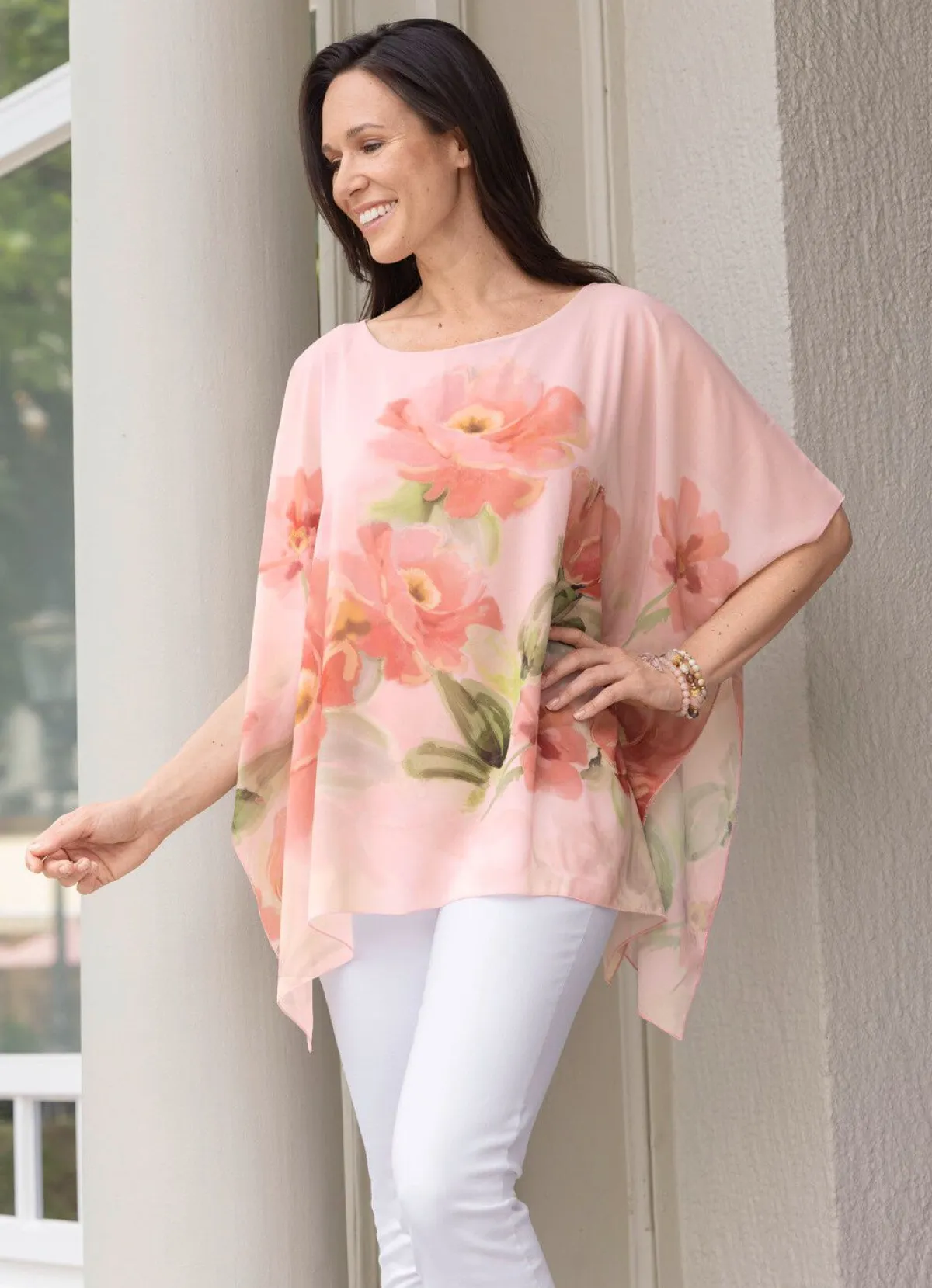 Damen BADER Poncho-Tunika mit eingearbeitetem Top