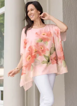 Damen BADER Poncho-Tunika mit eingearbeitetem Top