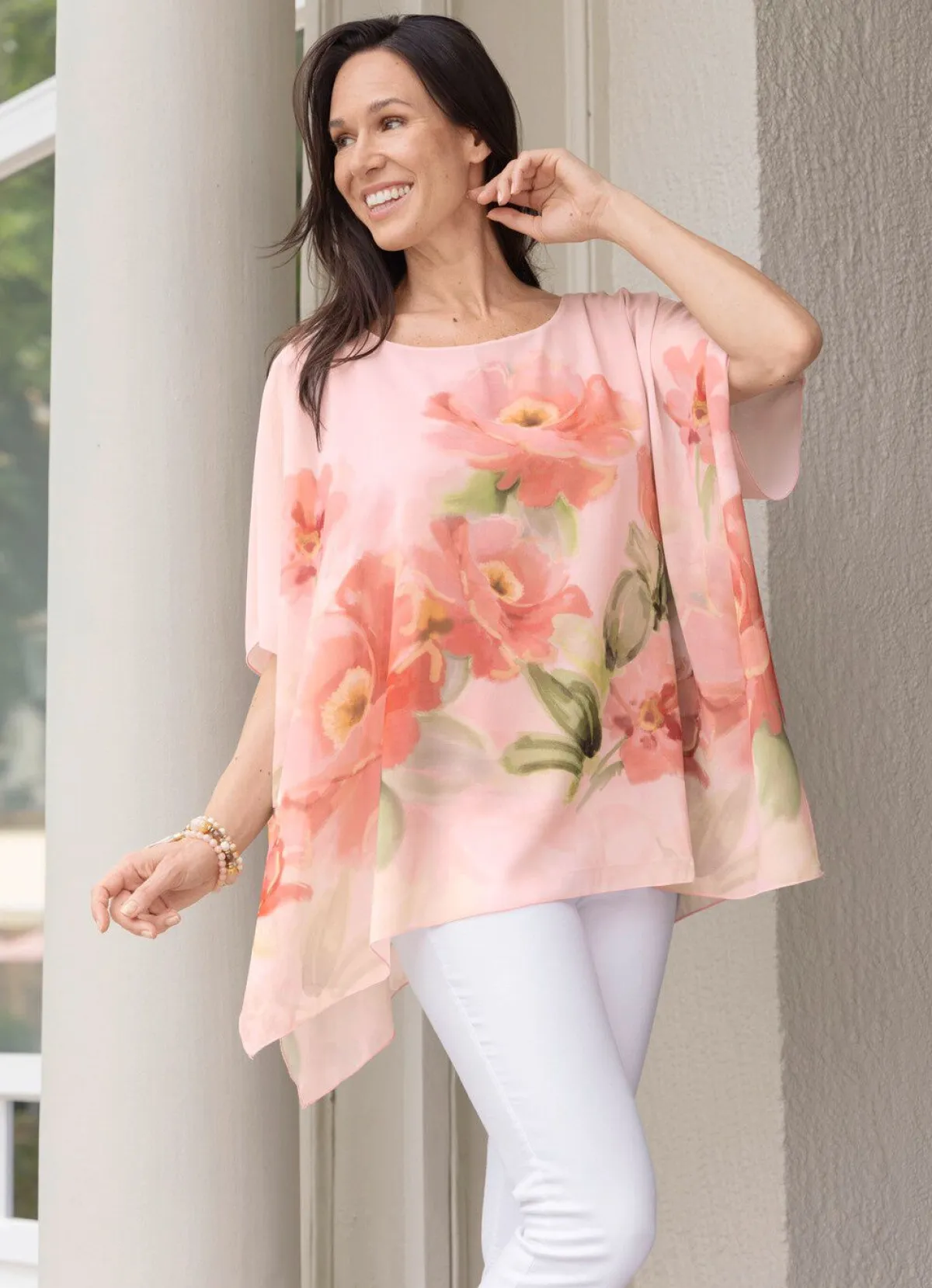 Damen BADER Poncho-Tunika mit eingearbeitetem Top