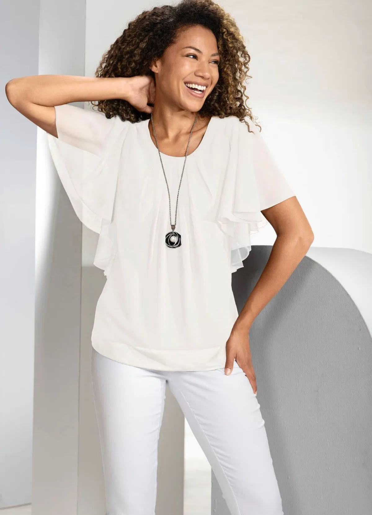 Damen BADER Poncho-Tunika mit Fledermausärmeln