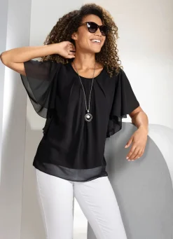 Damen BADER Poncho-Tunika mit Fledermausärmeln