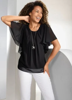 Damen BADER Poncho-Tunika mit Fledermausärmeln