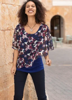 Damen BADER Poncho-Tunika mit tollem Druck