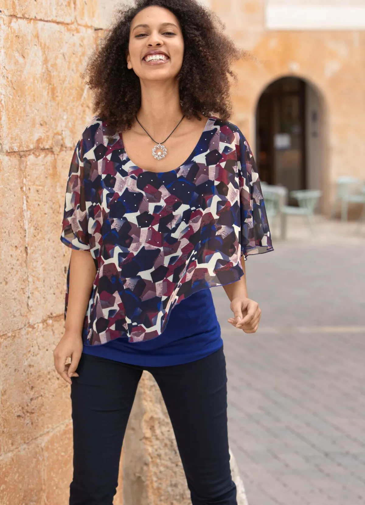 Damen BADER Poncho-Tunika mit tollem Druck