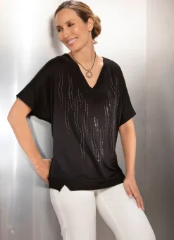 Damen BADER Poncho-Tunika mit Ziersteinen