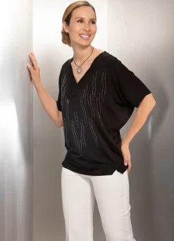 Damen BADER Poncho-Tunika mit Ziersteinen