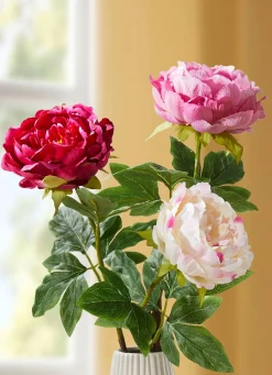 BADER Päonien-Blumen aus hochwertigem Kunst- und Textilmaterial im 3er-Set