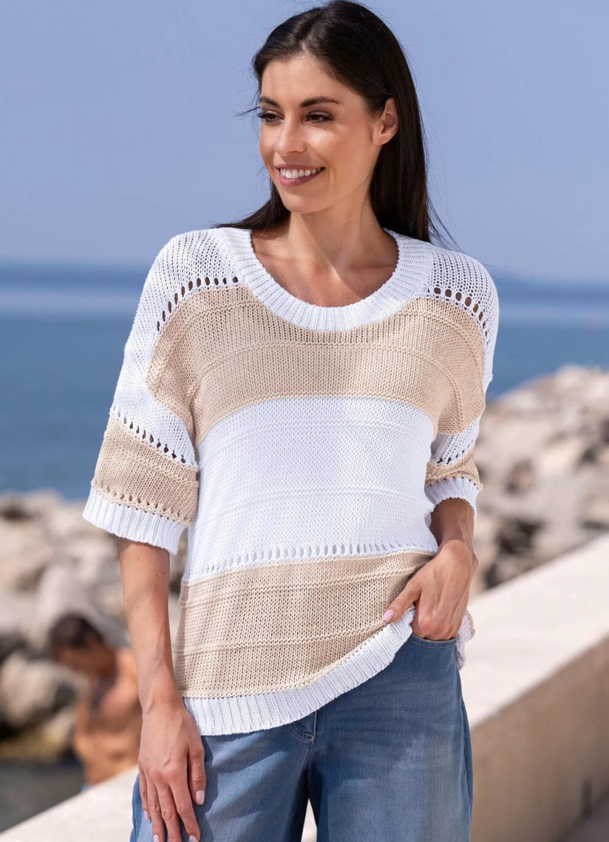 Damen BADER Pulli in Color-Blocking