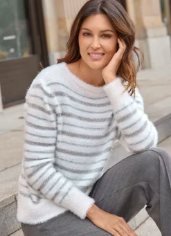 Damen BADER Pullover aus haarigem Effektgarn mit Glitzer
