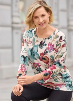 Damen BADER Pullover in Feinstrick mit Floraldessin