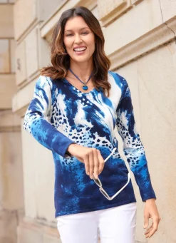 Damen BADER Pullover in Feinstrick mit Tierfellmuster