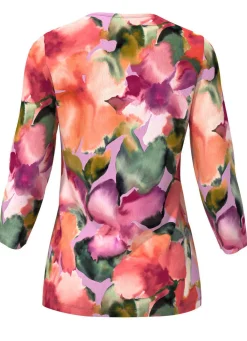 Damen KLAUS MODELLE MADE IN GERMANY Pullover in floralem Feinstrick