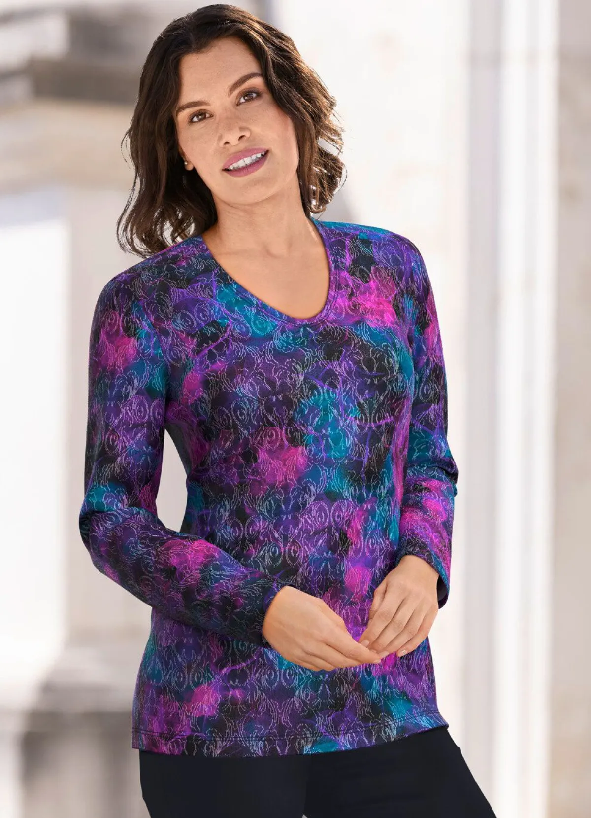 Damen KLAUS MODELLE MADE IN GERMANY Pullover in Jacquard-Feinstrick