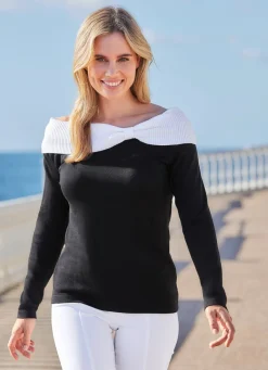 Damen laurakent Pullover mit Carmen-Ausschnitt