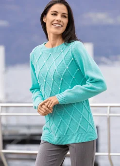 Damen BADER Pullover mit Perlenzier