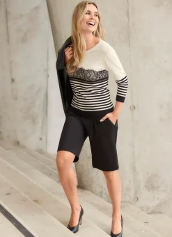 Damen Tizia Pullover mit Spitzenbesatz