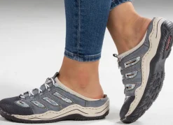 Damen Rieker , klassische Damen-Clogs, mit Elastik-Zierschnürung