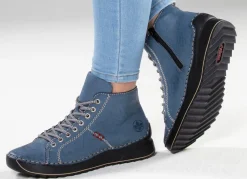 Damen Rieker , sportive Damen-Boots, Winterschuhe, mit Reißverschluss