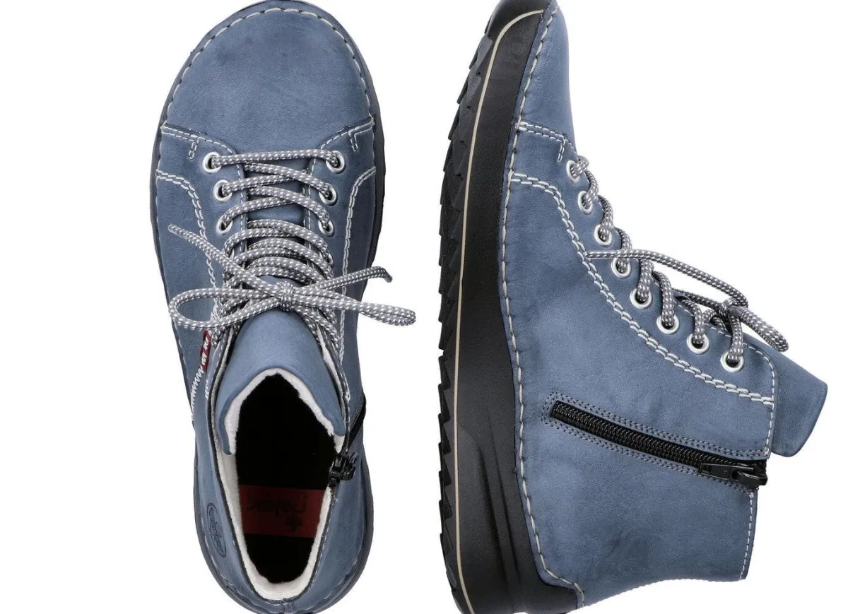 Damen Rieker , sportive Damen-Boots, Winterschuhe, mit Reißverschluss